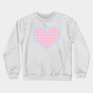 Pink, Yellow and Blue Polka Dot Heart Crewneck Sweatshirt